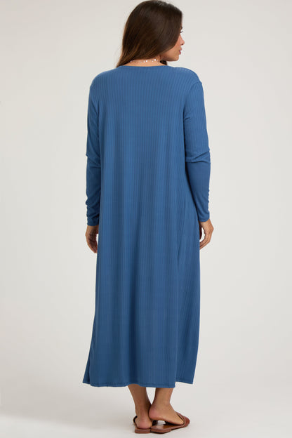 Blue Ribbed Cardigan 2 Piece Maternity Set