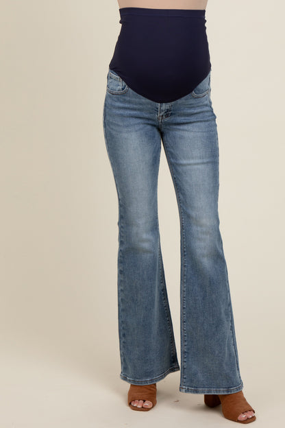Light Blue Vintage Wash Maternity Flare Jeans