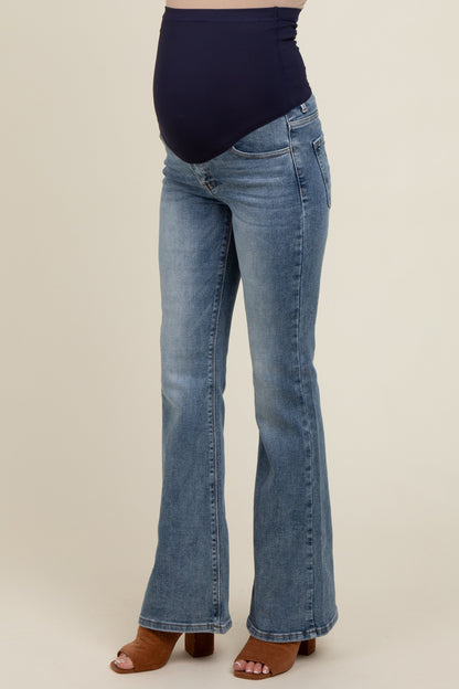 Light Blue Vintage Wash Maternity Flare Jeans