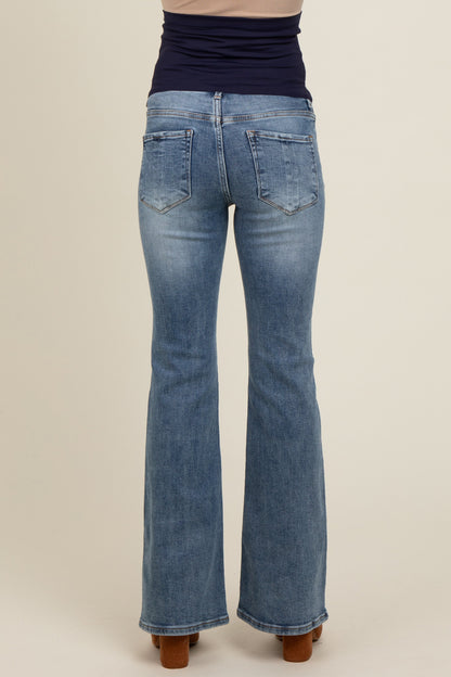 Light Blue Vintage Wash Maternity Flare Jeans