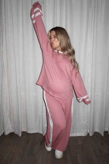 Mauve Striped Long Sleeve Maternity Set