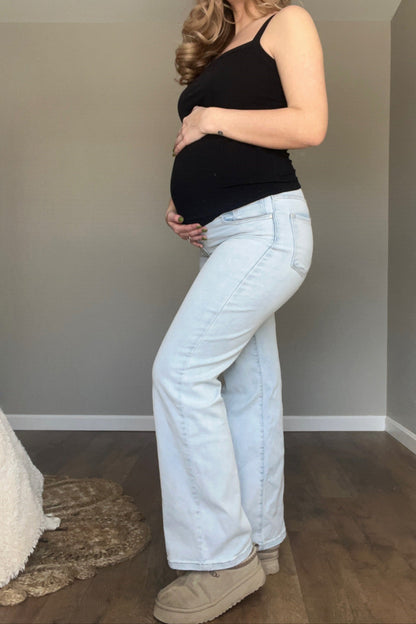 Black Ribbed Sleeveless Maternity Tank Top